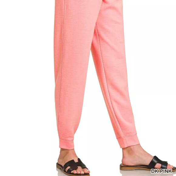 Zenana Drawstring Scuba Joggers with Pockets - Picture 2 of 3